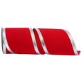 Reliant Ribbon 6 in. Velvet Dynasty Wired Edge Ribbon, Red & Silver - 20 Yards 99800W-979-25H